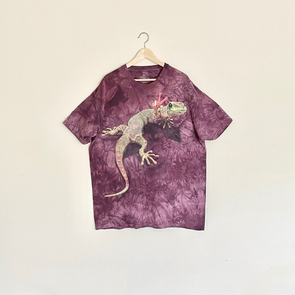The Mountain 3D Gecko Peace Out Purple Tie Dyed T Shirt Adult size 2XL